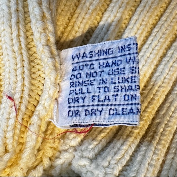 John Horan Vintage Men’s Butter Yellow Cable Knit 100% Cotton Sweater Sz XL - Picture 4 of 7